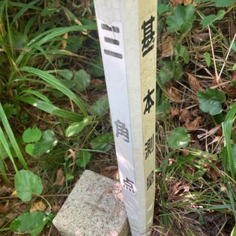 頂上到着（標高282m）三角点にてパシャリで一座ゲット♪