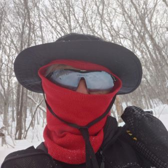 防寒装備で自撮り
・・ほぼ不審者