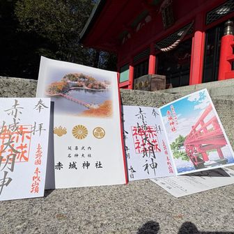 社務所一番乗りで御朱印を拝受🙏
通常版には授与袋が付き、
絵柄版は見開き右ページに啄木鳥橋のイラストが付いてます🙏２ページで500円は良心的❣️