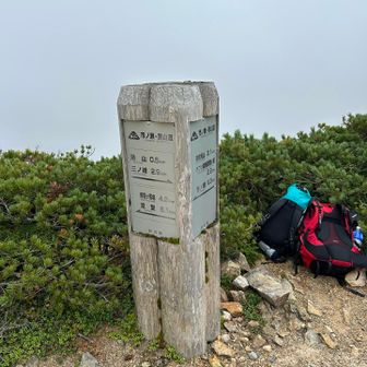 別山への分岐。別山まで行くか本気で迷ったけどザックをデポして向かうことに。