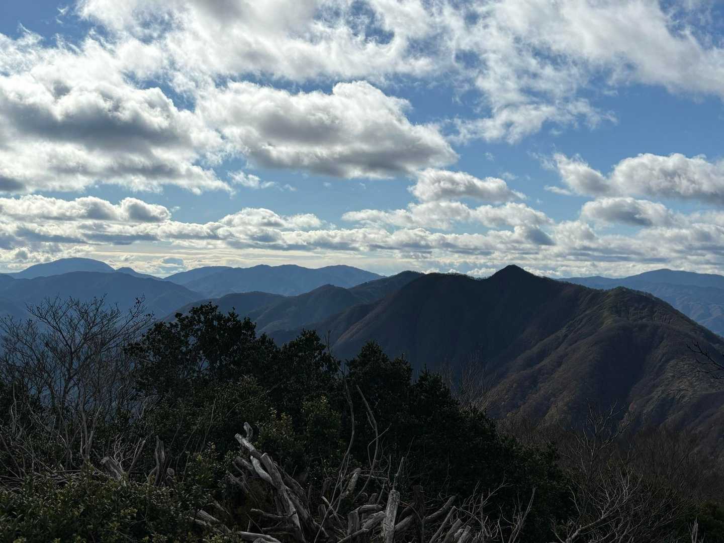 小津三山と呼ばれている　権現山・花房山・雷倉。次は権現山やな😊