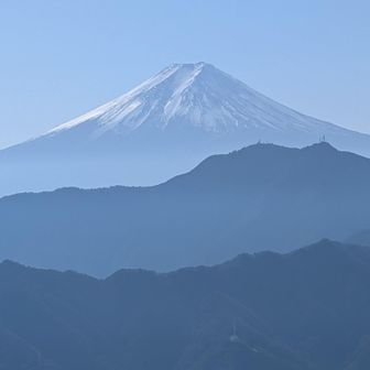 三ツ峠山越しの富士山。