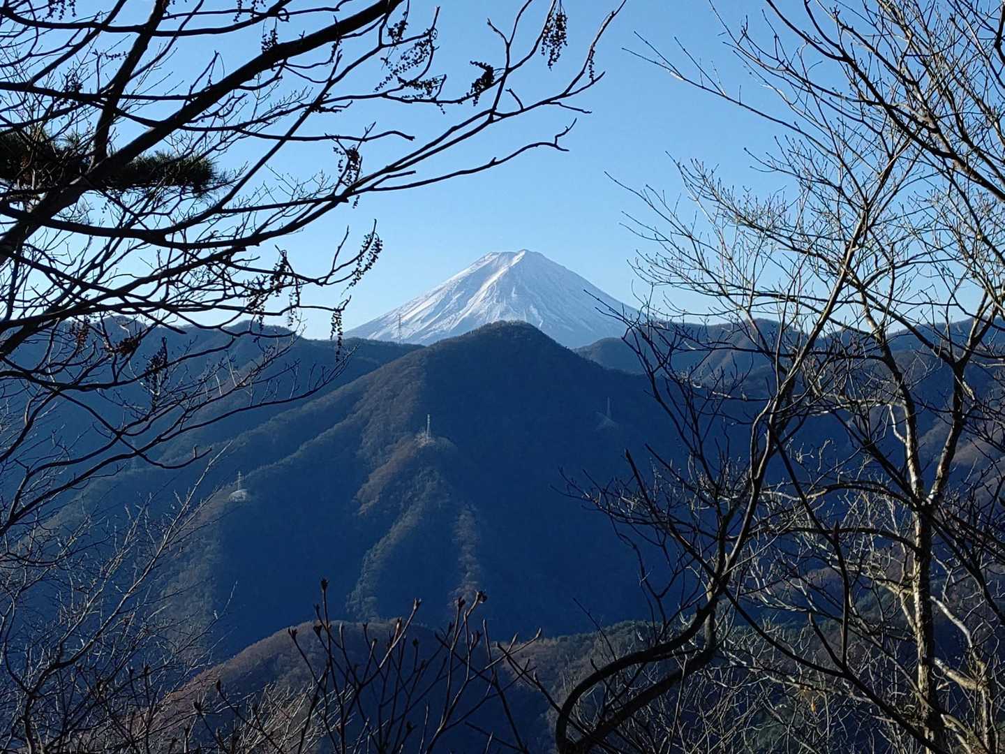 下山中も、よく見えるポイントを探しましたが、この程度・・・。
どうしても枝が入ります😅