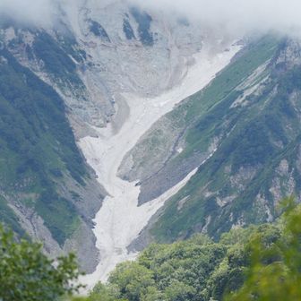 白馬の大雪渓
双眼鏡で覗くと何人か歩いていた