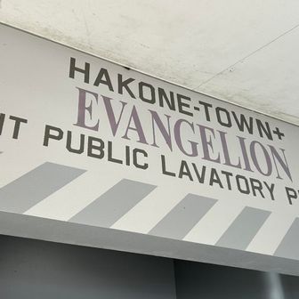 エヴァンゲリオンとコラボトイレ。男子トイレは初号機カラー。