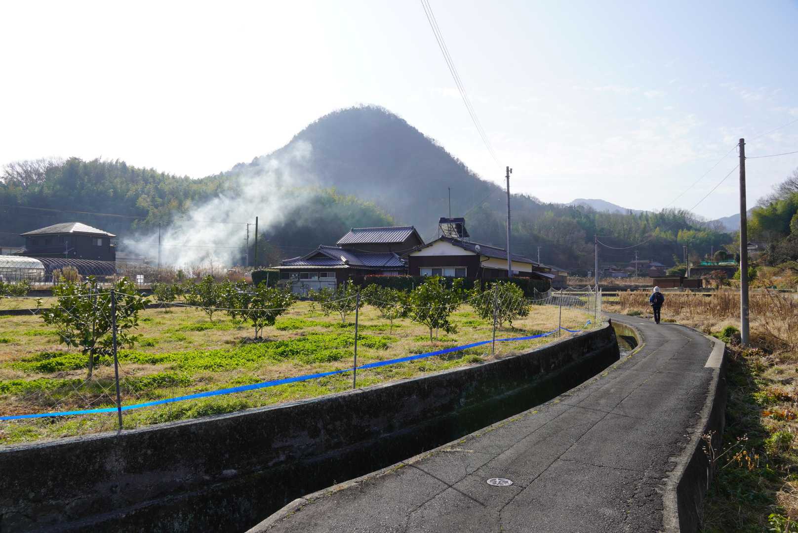 これから登る城山を見ながら登山口へ