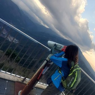 下山道にあった展望台
望遠鏡は無料、、見放題