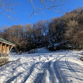 西尾平駐車場。積雪量はほどほど。