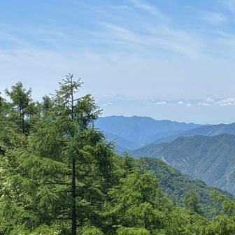 中央にうっすら富士山が見えます