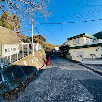 「旗振山登山道」と書かれた看板🪧
左の坂道を進みます