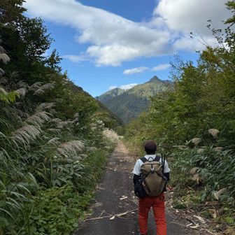 もくもくと急な下りを歩いて登山口に着いたー！
ただいま足拍子岳！