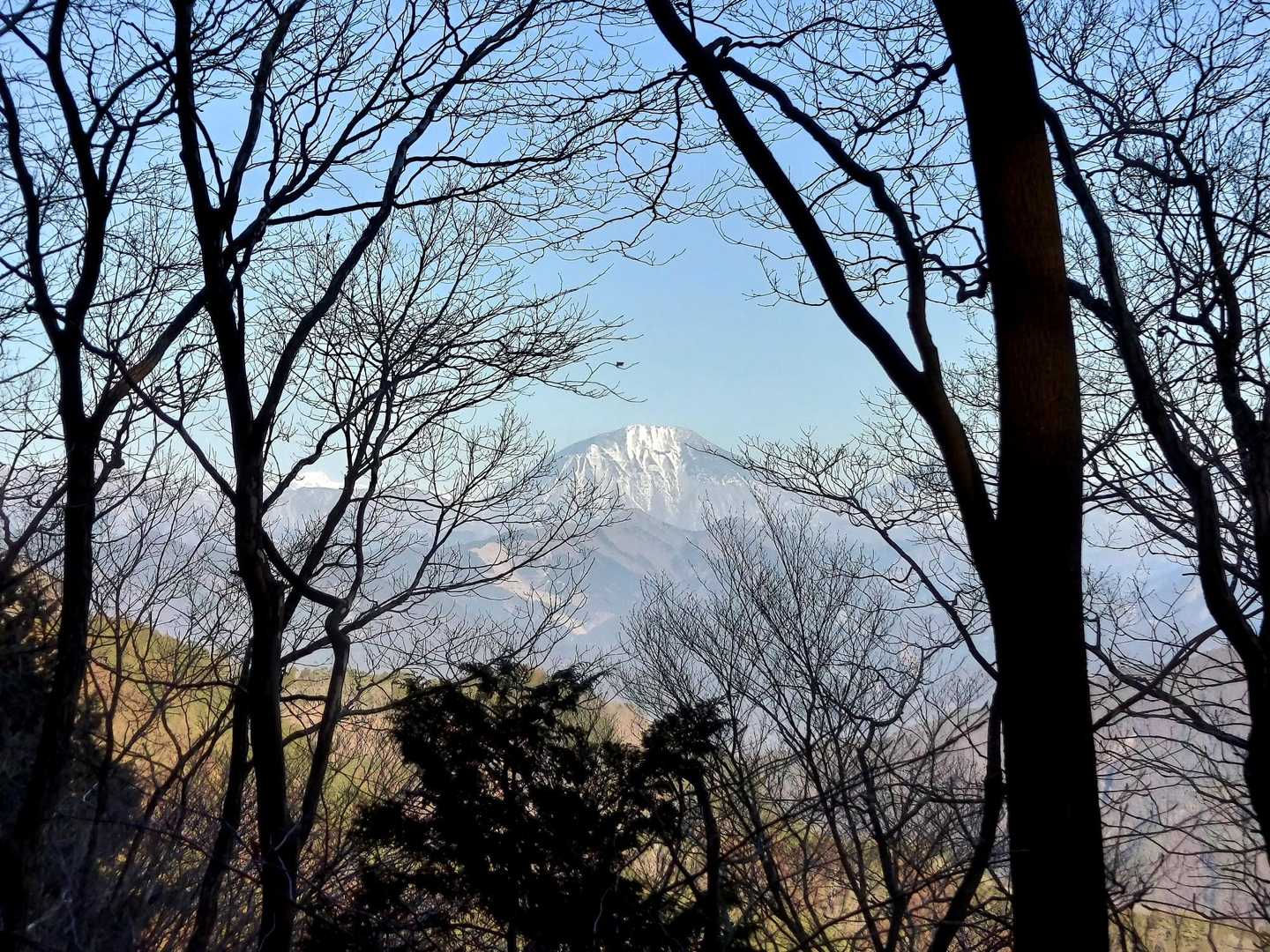 隙間から日光男体山😁