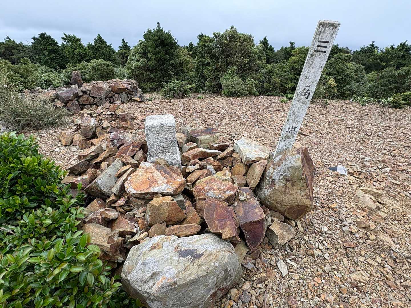 最高峰なのに標識は無いようです。
三等三角点でした。