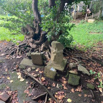 頭半欠けの石仏、飯縄神社の裏に行くと居ます😁