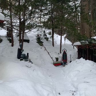 登り口にも大量の雪