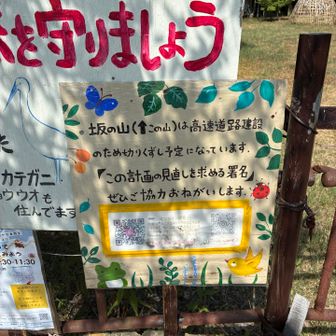 さっき登って来た山が将来、切りくずすことになるかもという看板に複雑な気持ちなりました