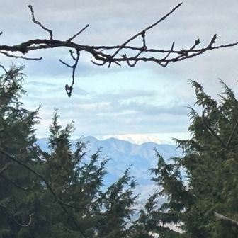 明王峠の富士見台から。富士山、下のほうだけちょっと見える🗻