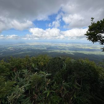 山頂部の雲を抜け、広がる展望