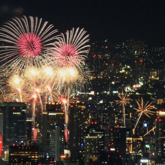 ビル群から花火とは凄い