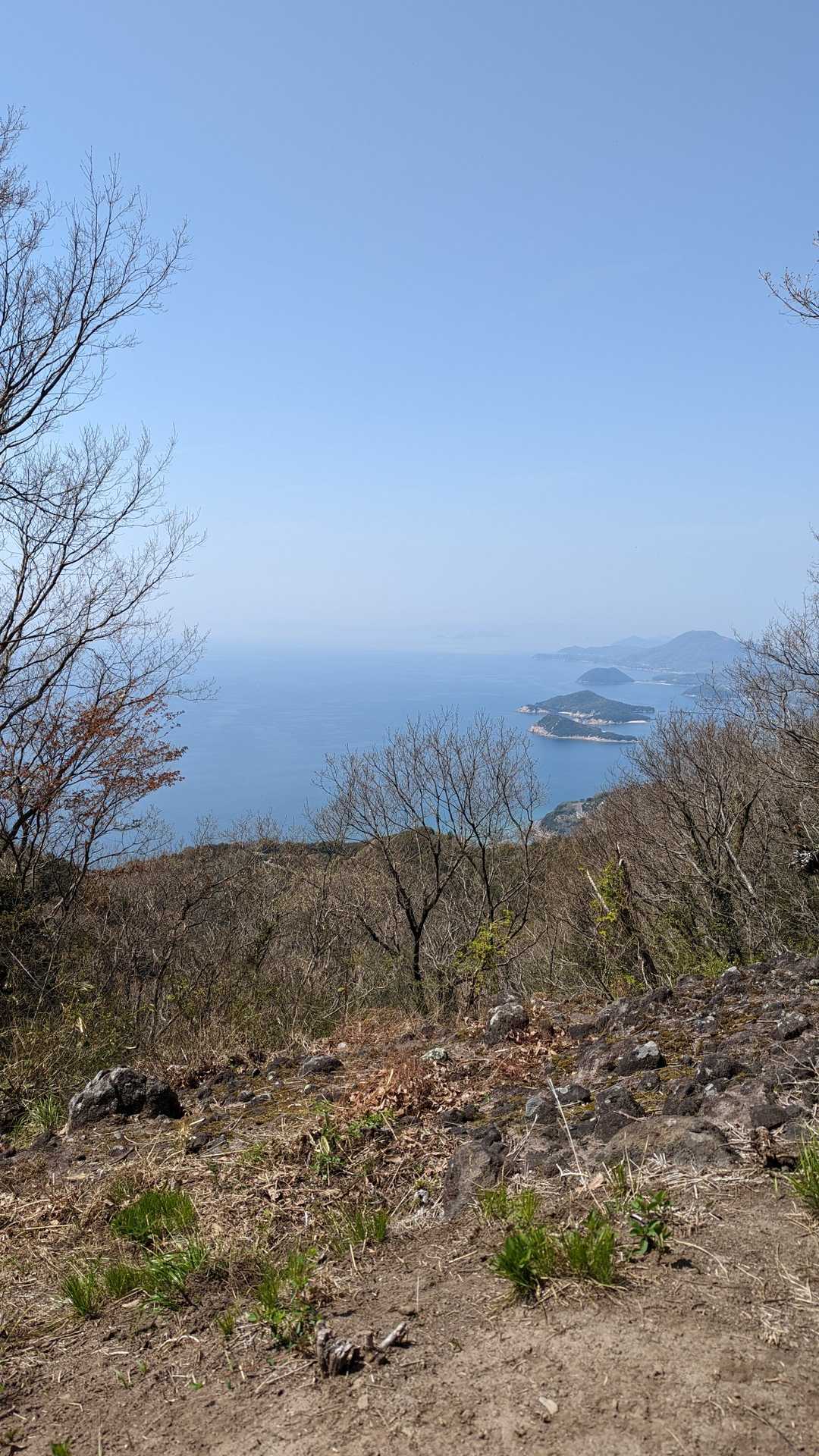 瀬戸内海に突き出た荘内半島が見える