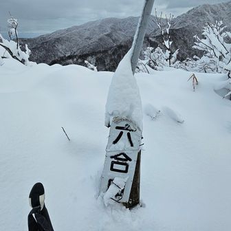 7時出発して、まだここ
先行ラッセルの方にまだ追い付かず
雪重い