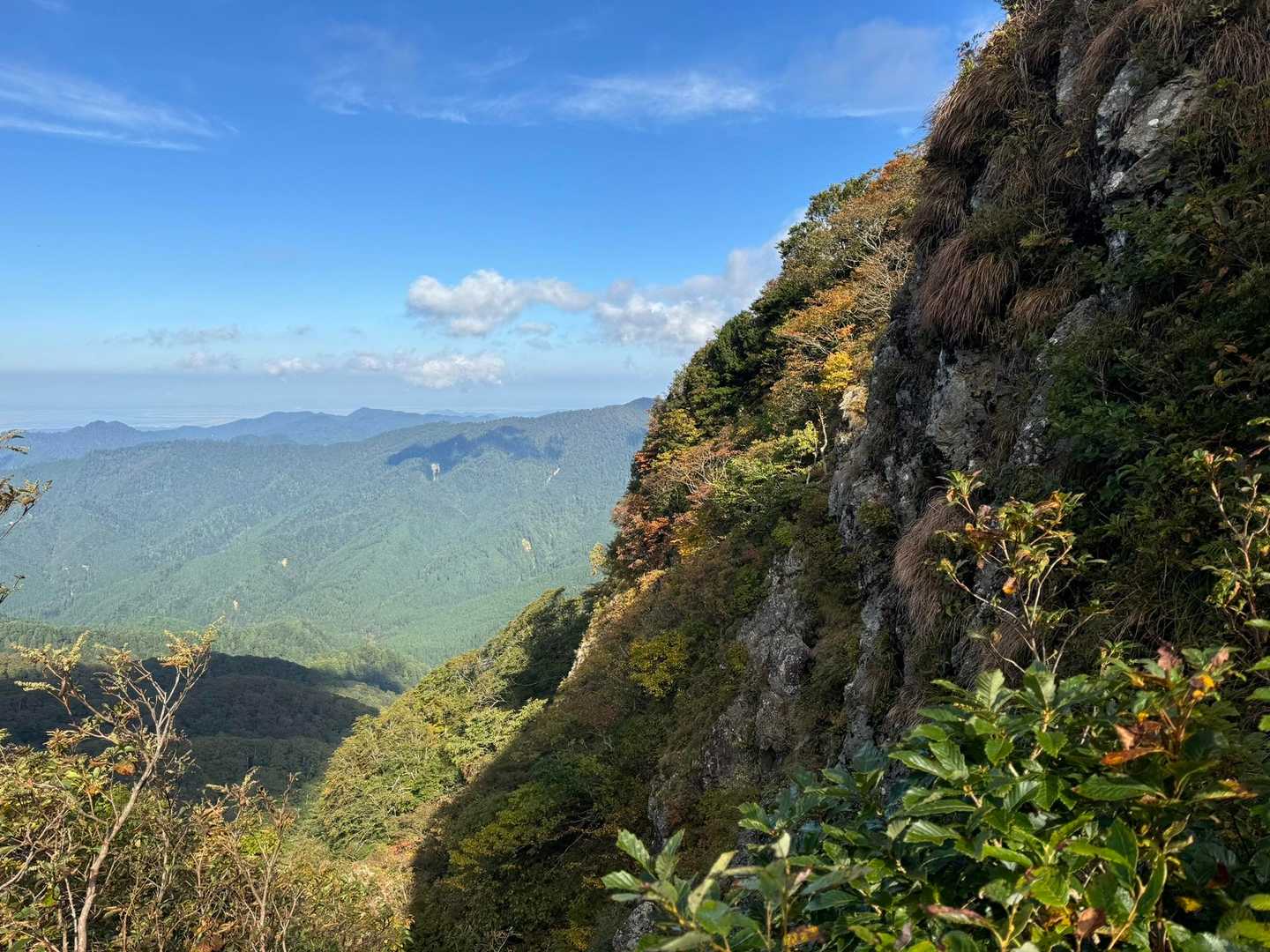 少しだけ紅葉な岩壁