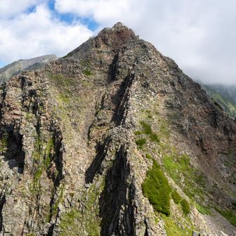降りてきた間ノ岳のルンゼ