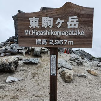 長野伊那側での呼び名、山名板が山梨北杜のものと裏表になっている。