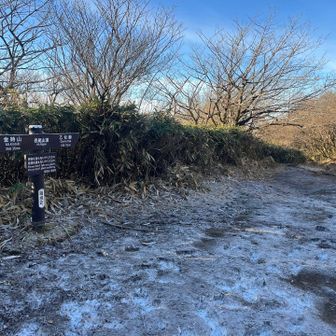 長尾山踏破。一面の霜柱を踏みしめつつ先へ進む。