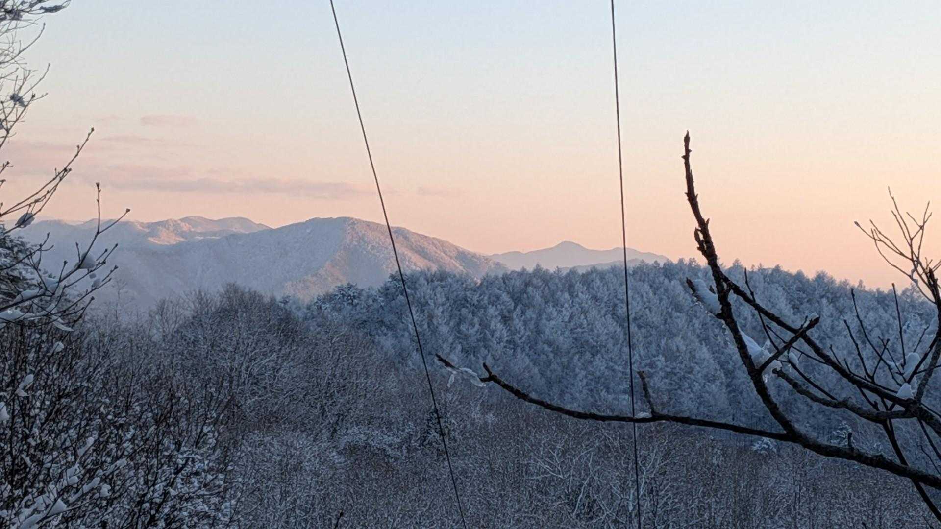 下山‼️林道から見える夕焼け😍