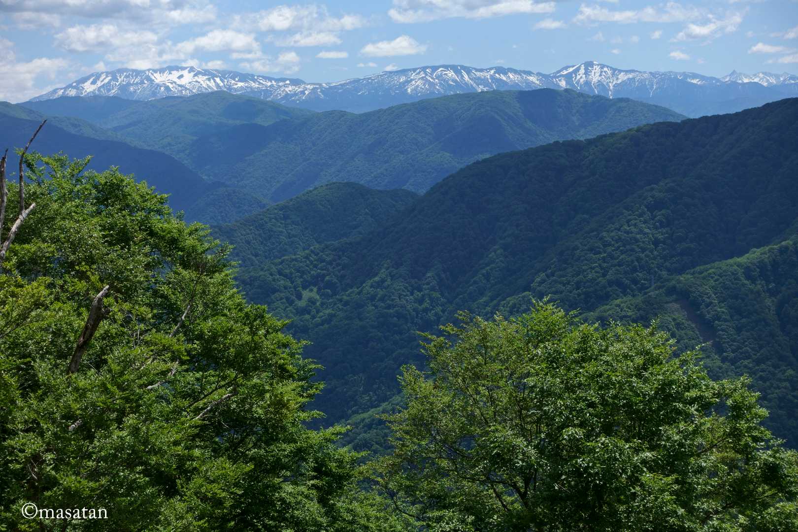 薬師岳・北ノ俣岳・黒部五郎岳・槍ヶ岳。

おっ山々が見えてきた～。