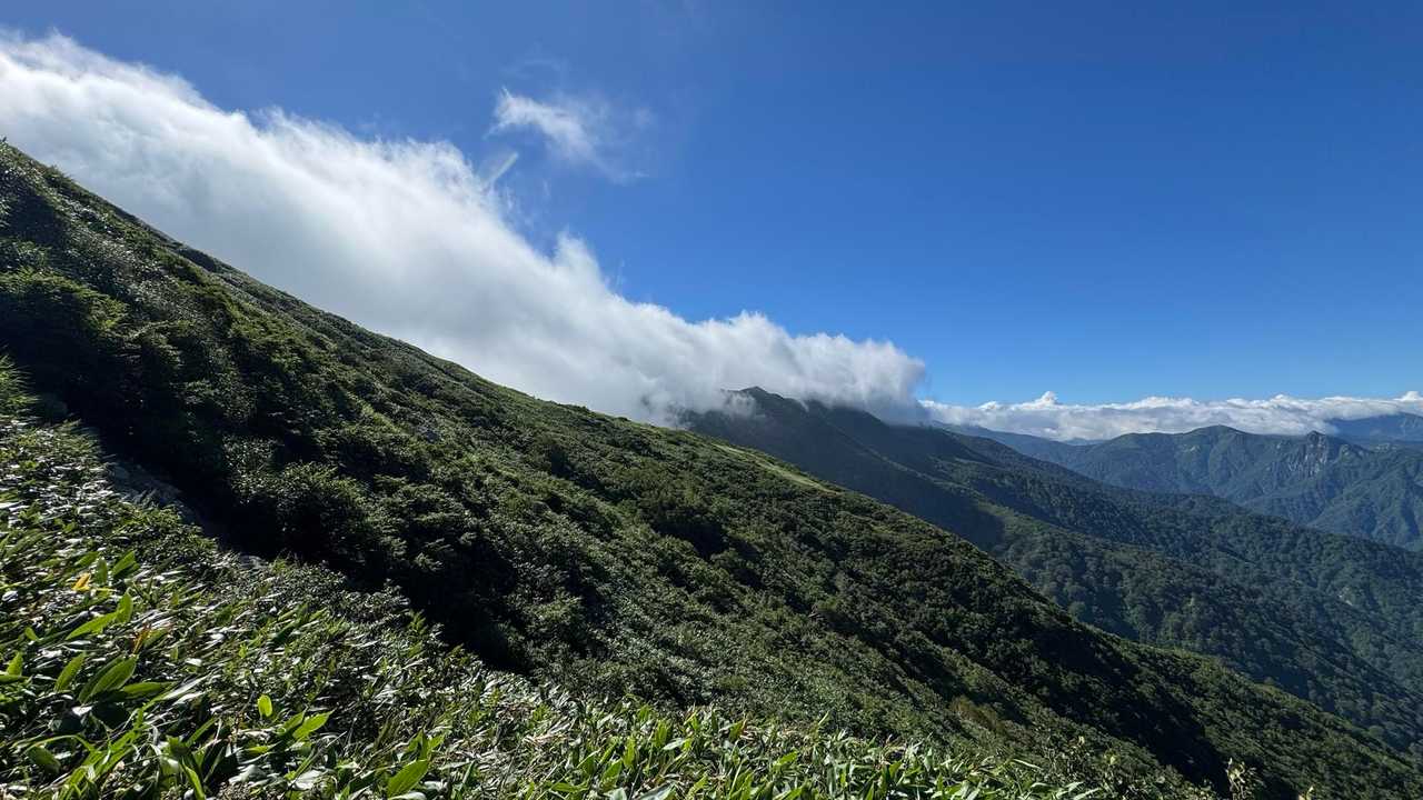 巻機山、夏空の夫婦登山 の写真 6