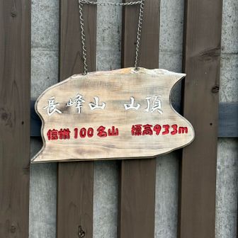 長峰山山頂標識は初めて見ました。一応信州100名山なんだなと。