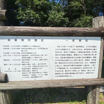 1587年の豊臣秀吉による九州征伐の際、一夜にして城を築いたとされる「一夜城伝説」が残る場所です。秀吉は多くの篝火（かがり火）を焚き、戸板や障子を立てかけて大軍と巨大な城が出現したように見せかけ、古処山城に籠もった秋月氏を驚き降伏させたと伝えられています。
毎年秋には城址に期間限定の模擬一夜城が再現され、夜間ライトアップや祭りが行われます。
