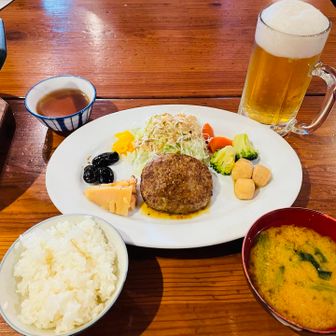 お待ちかねの夕食タイム🍽️
ハンバーグと副菜たちが美味しい😋
ご飯、味噌汁はおかわり自由🙌

向かいの方は同じく兵庫からソロで来られており話が弾む😄自分とは逆向きの縦走とのこと！

隣に座られたアメリカの青年とも話が弾み、
日本在住が長くて百名山も80座以上登られているとのこと👍

夕食時の一期一会の会話はいつも楽しい🎵