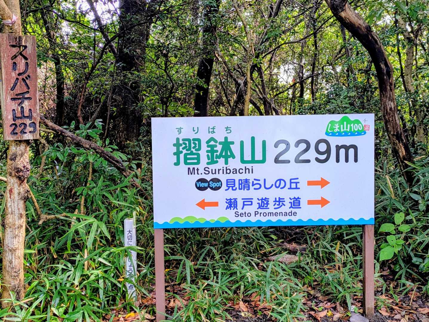 あっという間に摺鉢山登頂🙌✨

看板の後ろに三角点あり△