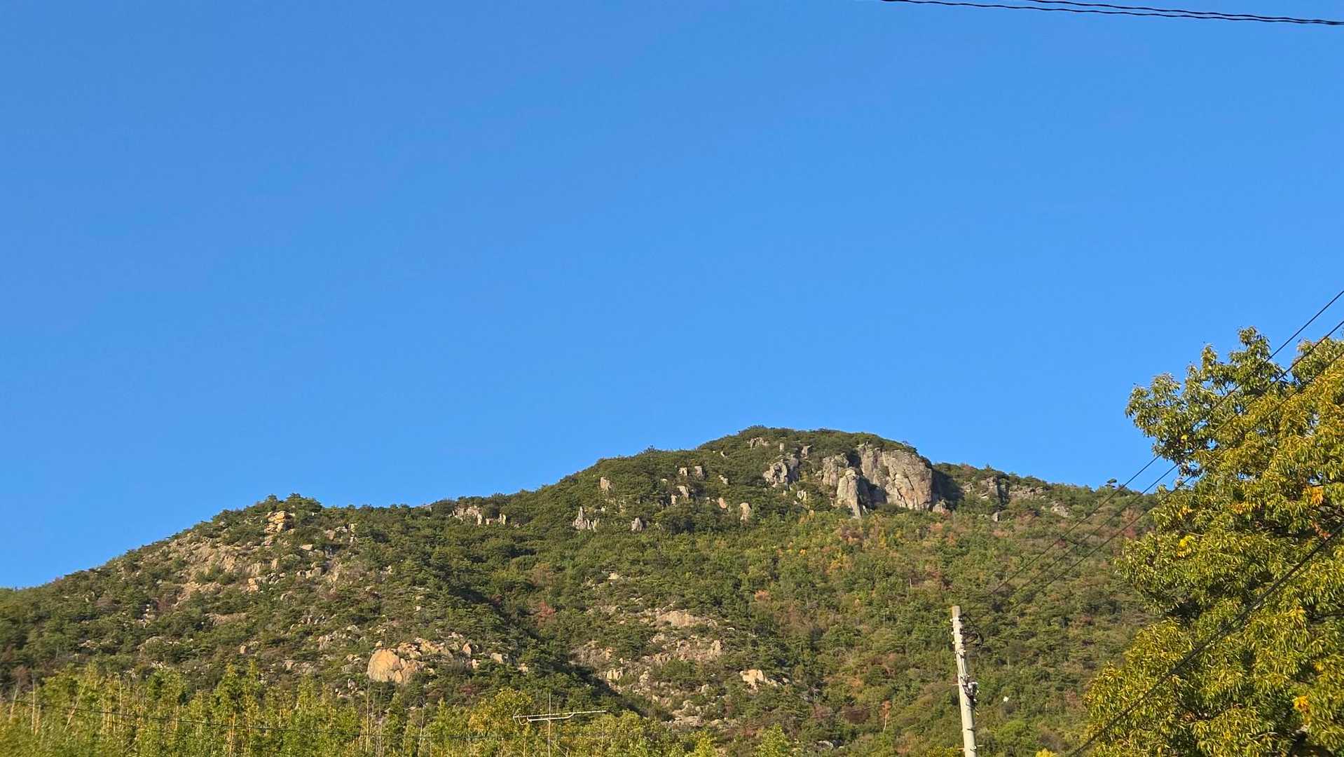 下山してさっきまで居た場所を仰ぎ見る　短い距離だったけど登りごたえありました👍