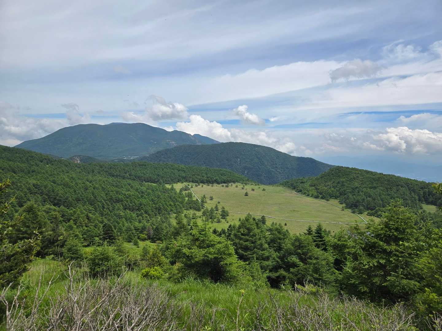 さっき通ってきた湿原と奥に黒斑山⛰️