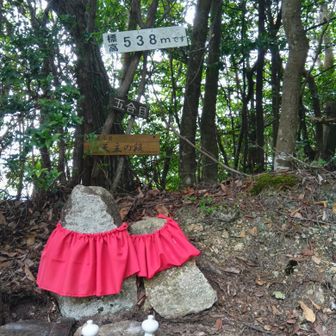 ５合目　天主の段　５３８㍍です😊
腰掛けて休憩　虻が纏わり付き山頂までに３匹叩いたが虫除けスプレー忘れた