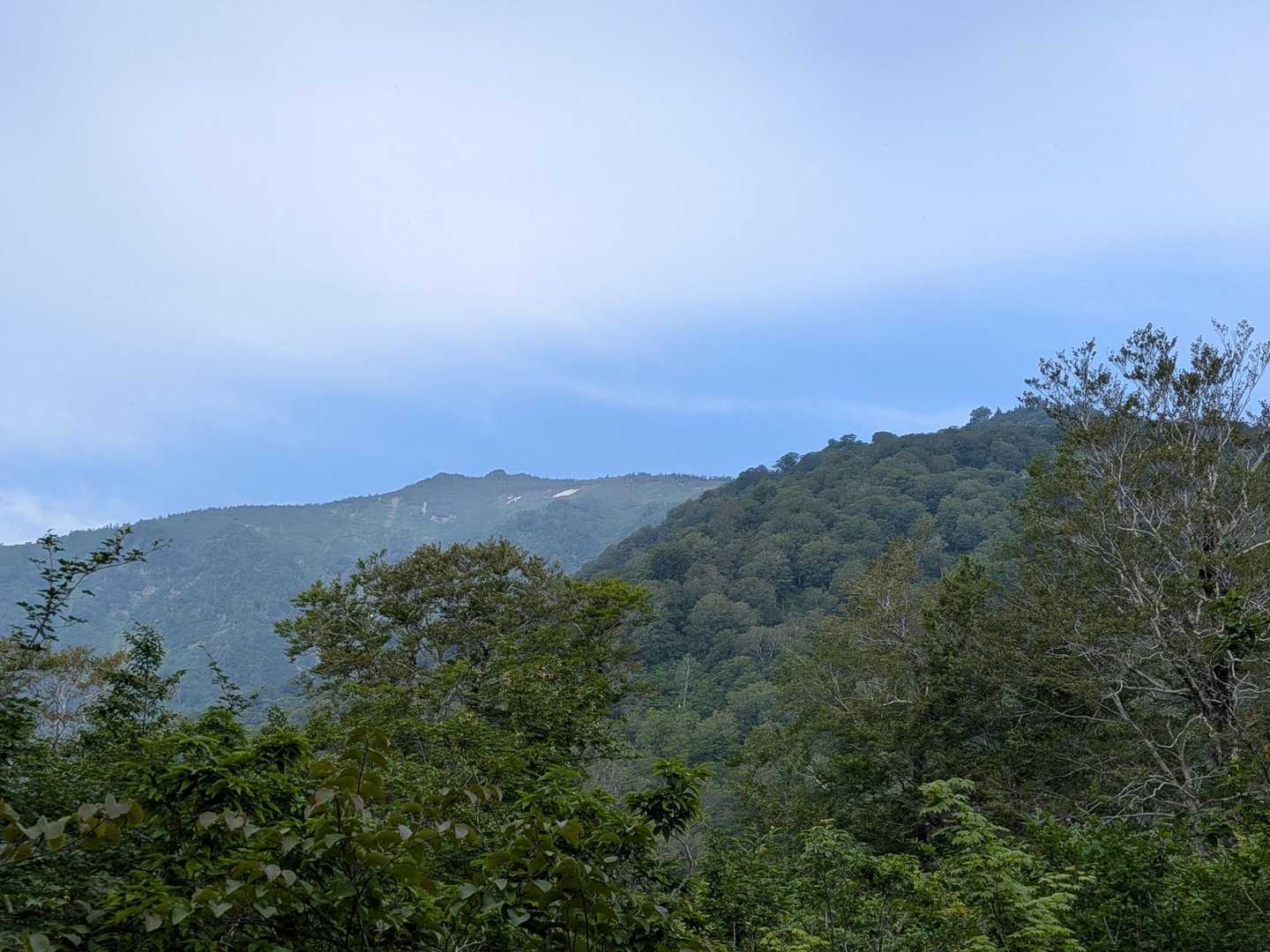 1時間ほど登り、奥に三岩岳が見えます。
遠いなあ…