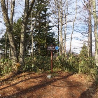 山頂小屋の後ろに標識があります