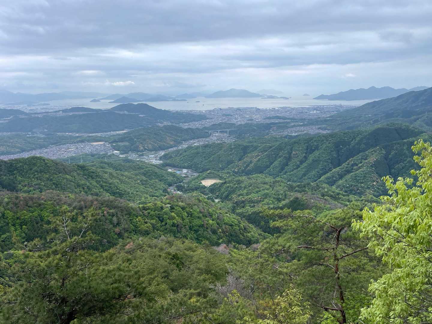 市街地と海が見えます