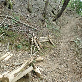 左は五輪山を巻く道