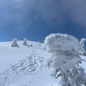 西大巓から西吾妻山までの一旦下りは、気持ちよかった〜　　これは、西大巓を振り返って