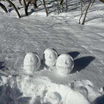サクッと下山してゴンドラ駅へ🚡
途中、ルートを外したけど何とか戻る。
バックカントリーの人らが新たなトレースを作るから迷うよ〜‥

高崎だるま弁当で作ったと思われるダルマが
置いてあった😄