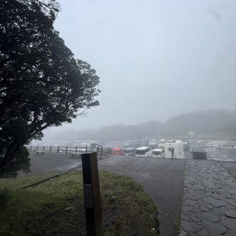 牧の戸はこんな天候でも満車🈵