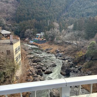 橋の上は高いなー