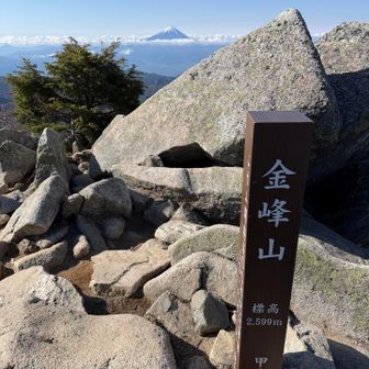 一度外れて金峰山小屋の方に行ってしまい、そこから直登する羽目になり疲れた。