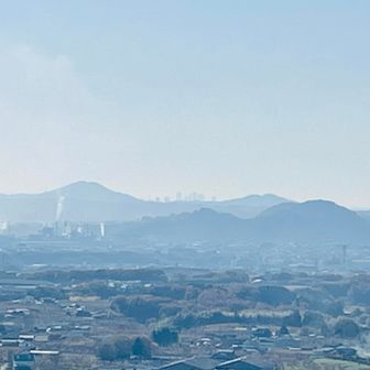 名古屋のビル群が
まるで山の上に生えているかのように見える
不思議な風景