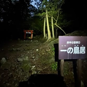 スタートから1h弱、すこし空が明るみ始めた頃に一の鳥居到着⛩️